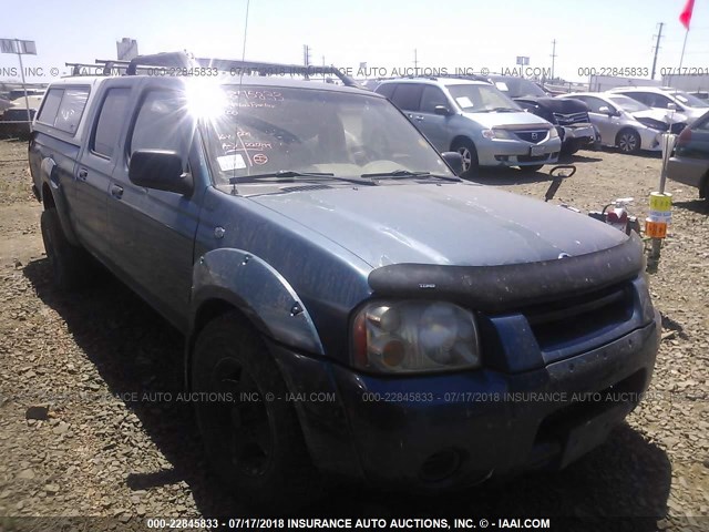 1N6MD29Y42C378556 - 2002 NISSAN FRONTIER CREW CAB SC BLUE photo 1