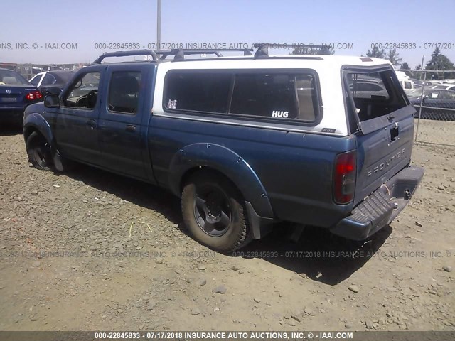 1N6MD29Y42C378556 - 2002 NISSAN FRONTIER CREW CAB SC BLUE photo 3