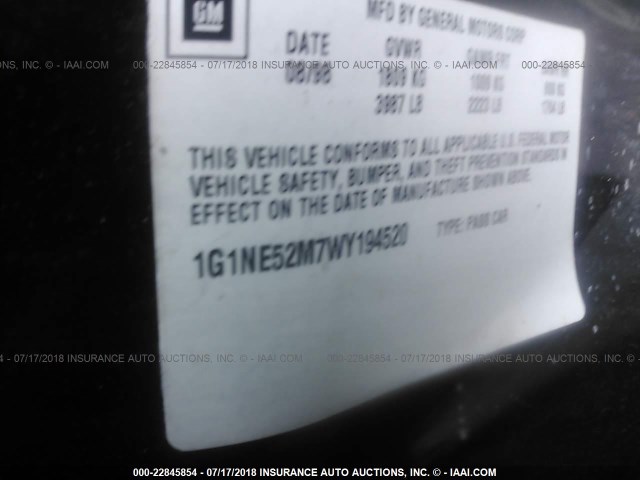 1G1NE52M7WY194520 - 1998 CHEVROLET MALIBU LS BLACK photo 9