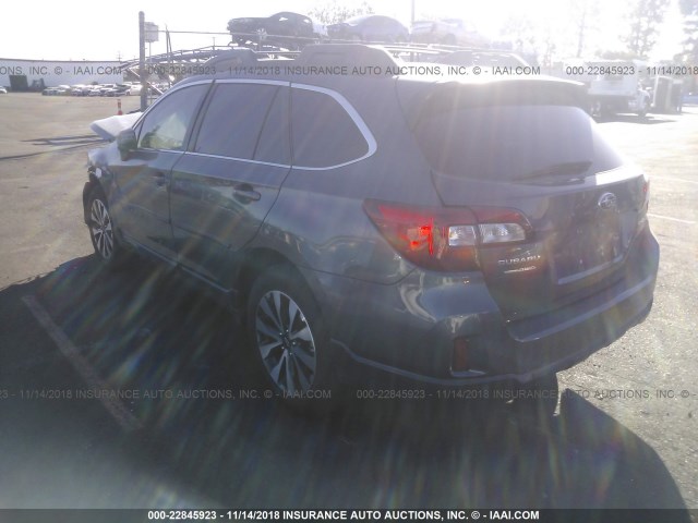 4S4BSANC3H3256747 - 2017 SUBARU OUTBACK 2.5I LIMITED BLUE photo 3