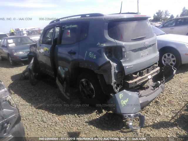 ZACCJBAW8GPE15628 - 2016 JEEP RENEGADE SPORT Բաց կապույտ լուսանկար 3