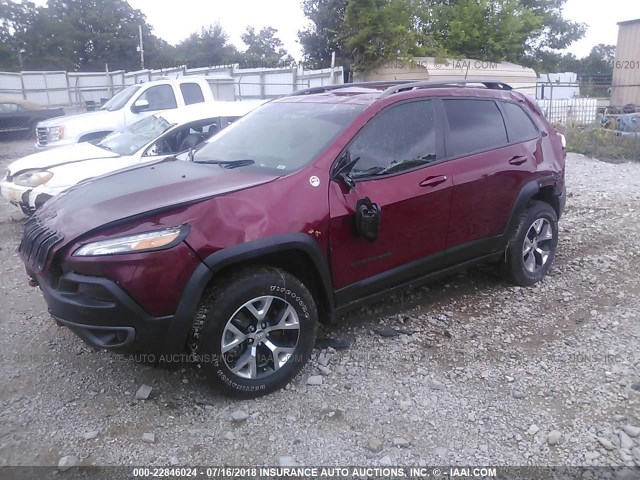 1C4PJMBS1GW337771 - 2016 JEEP CHEROKEE TRAILHAWK RED photo 2