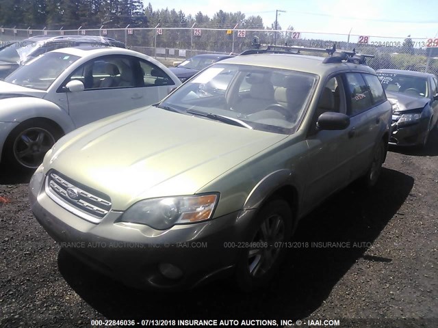 4S4BP61C157336914 - 2005 SUBARU LEGACY OUTBACK 2.5I GREEN photo 2