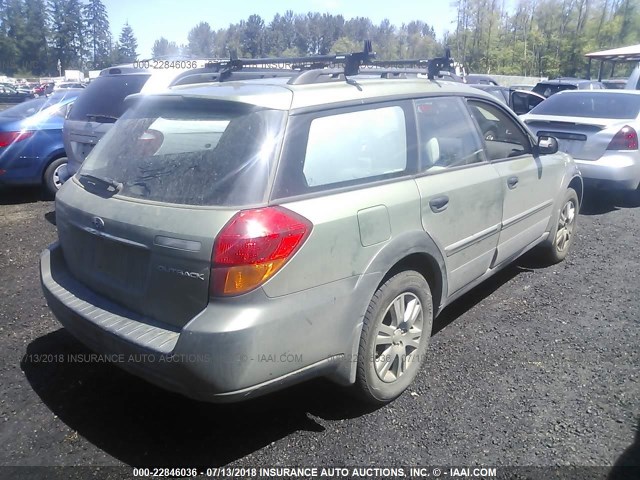 4S4BP61C157336914 - 2005 SUBARU LEGACY OUTBACK 2.5I GREEN photo 4