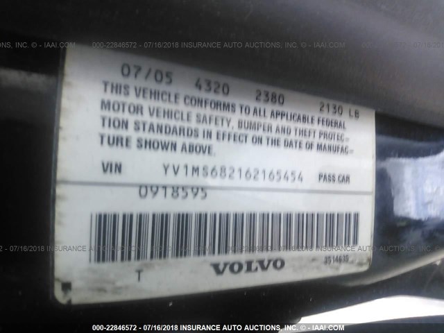 YV1MS682162165454 - 2006 VOLVO S40 T5 BLACK photo 9