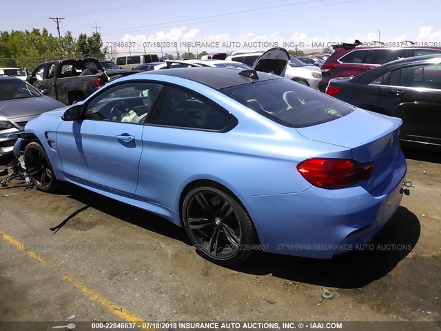 WBS3R9C56GK336001 - 2016 BMW M4 Light Blue photo 3