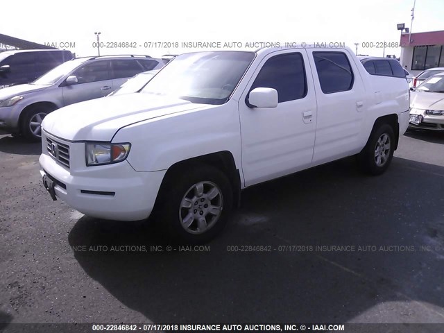 2HJYK16517H512180 - 2007 HONDA RIDGELINE RTL WHITE photo 2