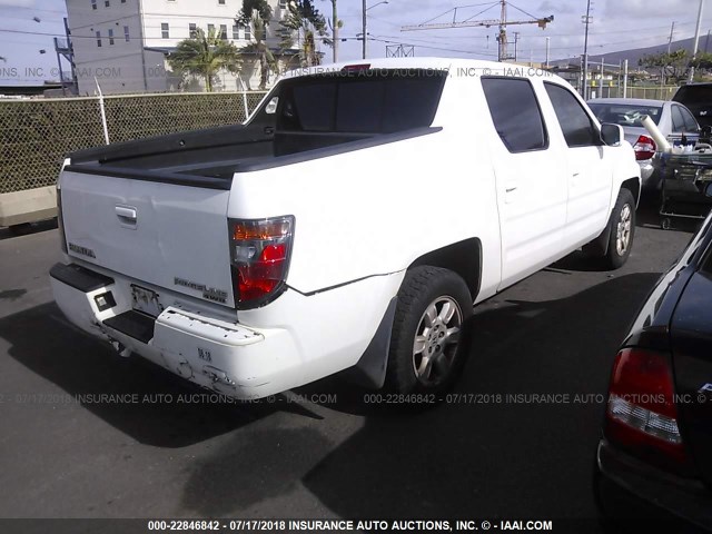 2HJYK16517H512180 - 2007 HONDA RIDGELINE RTL WHITE photo 4