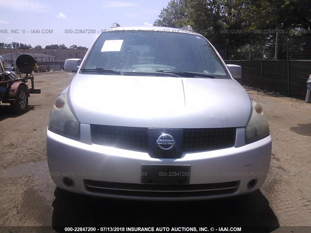 5N1BV28U85N119322 - 2005 NISSAN QUEST S/SE/SL SILVER photo 6