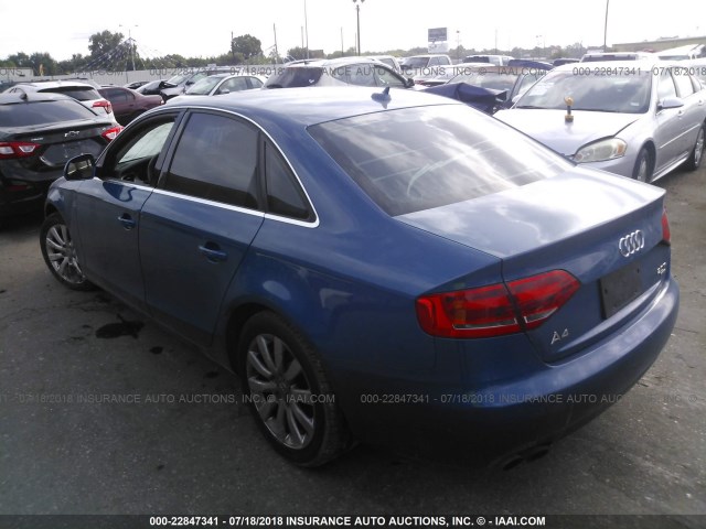 WAUSF78K29N018681 - 2009 AUDI A4 PREMIUM PLUS BLUE photo 3