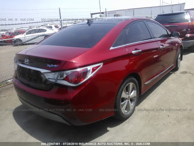 KMHEC4A47CA040723 - 2012 HYUNDAI SONATA HYBRID RED photo 4