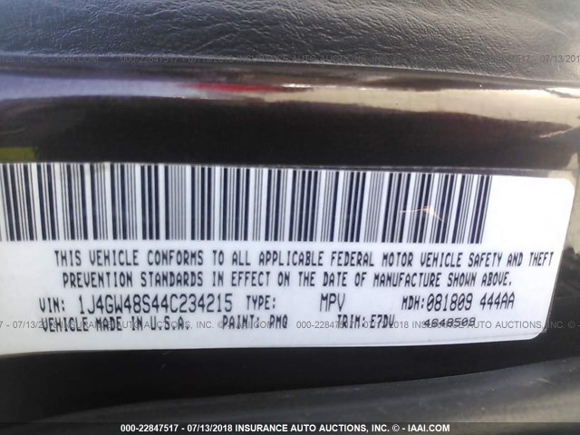 1J4GW48S44C234215 - 2004 JEEP GRAND CHEROKEE LAREDO/COLUMBIA/FREEDOM 勃艮第红 照片 9