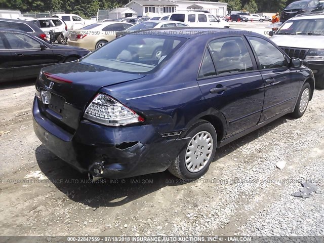 1HGCM56167A117506 - 2007 HONDA ACCORD VALUE BLUE photo 4