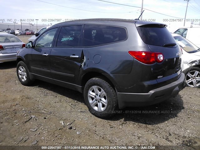 1GNKRFED9CJ259184 - 2012 CHEVROLET TRAVERSE LS GRAY photo 3