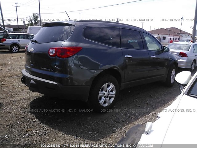 1GNKRFED9CJ259184 - 2012 CHEVROLET TRAVERSE LS GRAY photo 4