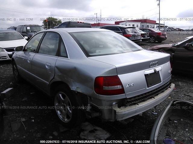 WAUDH68D01A010766 - 2001 AUDI A4 2.8 QUATTRO SILVER photo 3