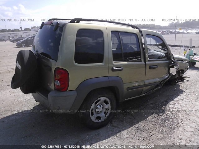 1J4GL48K63W679500 - 2003 JEEP LIBERTY SPORT/FREEDOM მწვანე ფოტო 4
