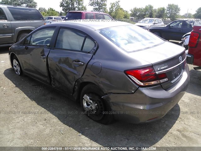 19XFB2F51FE096479 - 2015 HONDA CIVIC LX GRAY photo 3