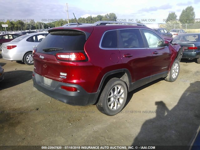 1C4PJMCB6EW141644 - 2014 JEEP CHEROKEE LATITUDE RED photo 4