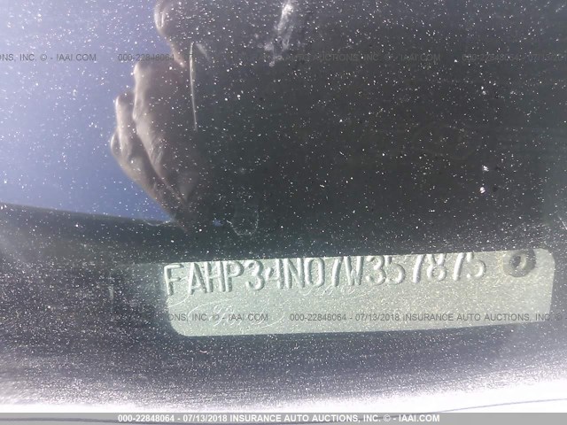 1FAHP34N07W357875 - 2007 FORD FOCUS ZX4/S/SE/SES 绿色 照片 9