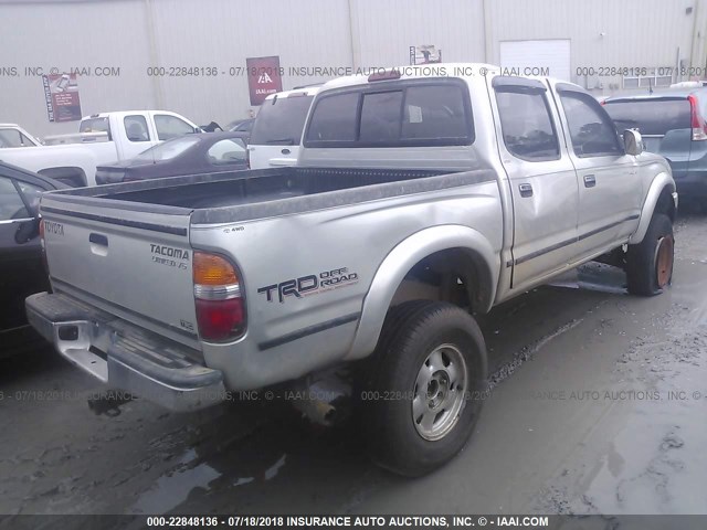 5TEHN72N24Z353092 - 2004 TOYOTA TACOMA DOUBLE CAB ნაცრისფერი ფოტო 4