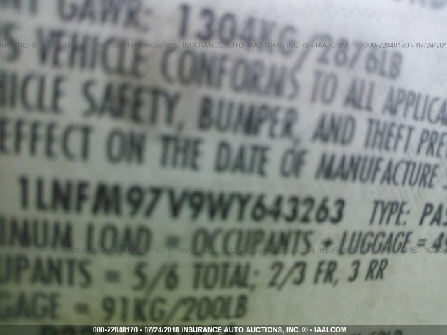 1LNFM97V9WY643263 - 1998 LINCOLN CONTINENTAL  银色 照片 9