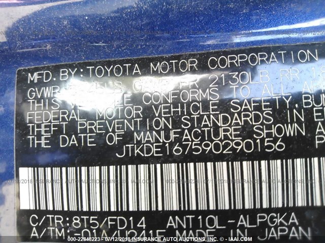 JTKDE167590290156 - 2009 TOYOTA SCION TC 蓝色 照片 9