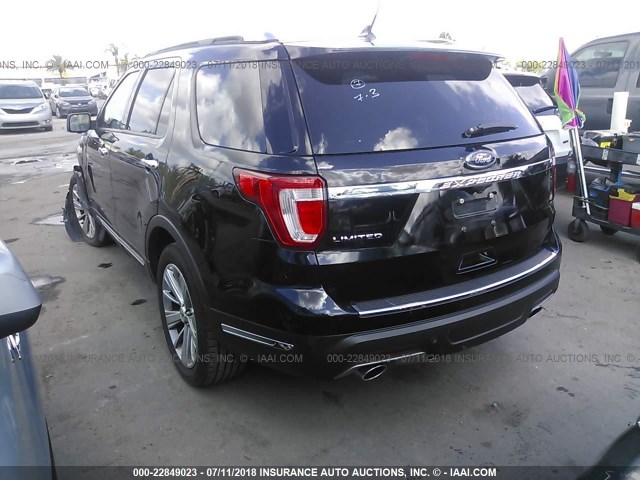 1FM5K7F82JGA28148 - 2018 FORD EXPLORER LIMITED BLACK photo 3