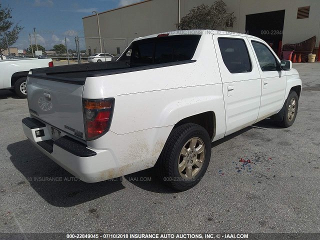 2HJYK16507H551049 - 2007 HONDA RIDGELINE RTL WHITE photo 4