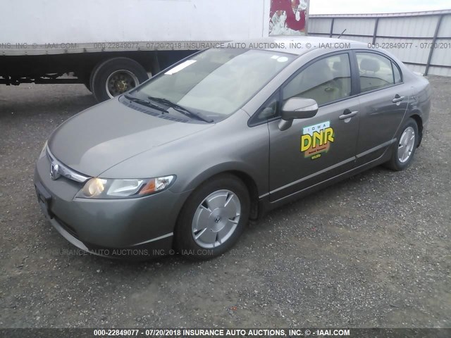 JHMFA36278S008581 - 2008 HONDA CIVIC HYBRID GRAY photo 2