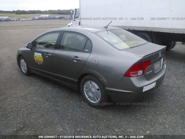 JHMFA36278S008581 - 2008 HONDA CIVIC HYBRID GRAY photo 3