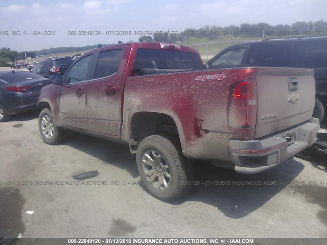 1GCGTCE33G1257992 - 2016 CHEVROLET COLORADO LT RED photo 3