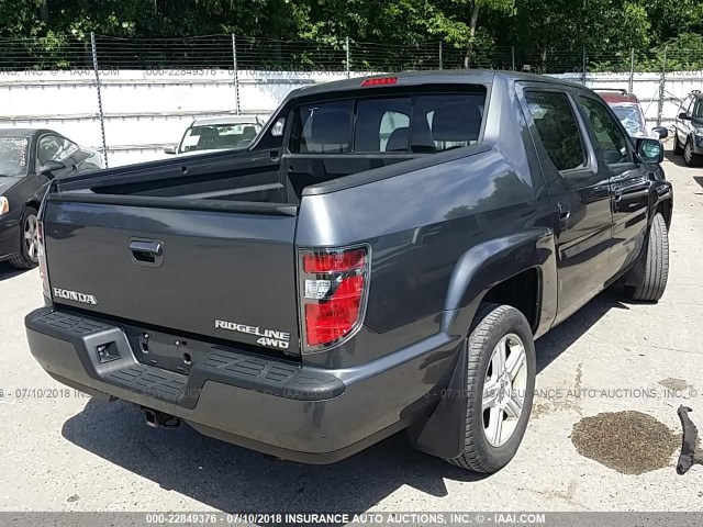 5FPYK1F50DB010421 - 2013 HONDA RIDGELINE RTL GRAY photo 4