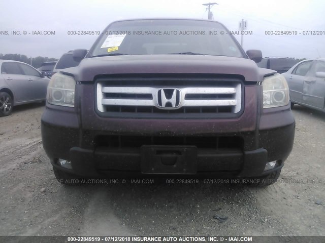 5FNYF18487B005022 - 2007 HONDA PILOT BURGUNDY photo 6