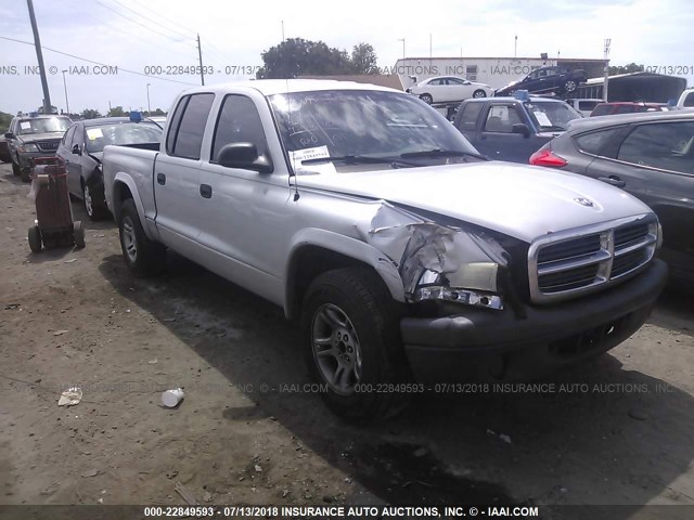 1D7HL38K24S594012 - 2004 DODGE DAKOTA QUAD SPORT SILVER photo 1