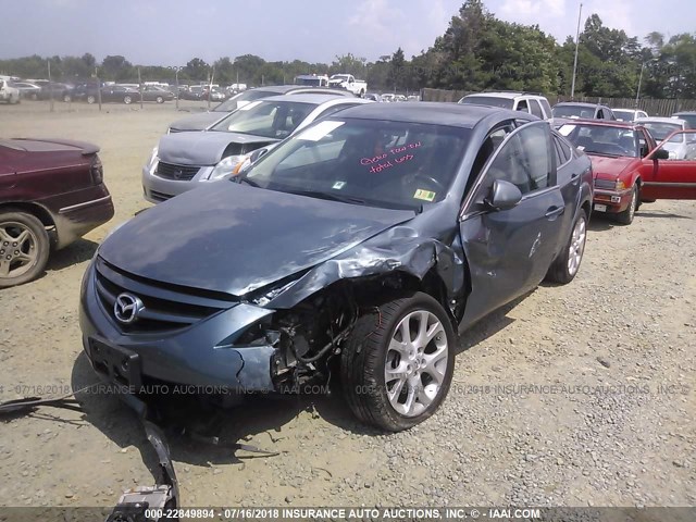 1YVHZ8EHXD5M14735 - 2013 MAZDA 6 TOURING PLUS BLUE photo 2