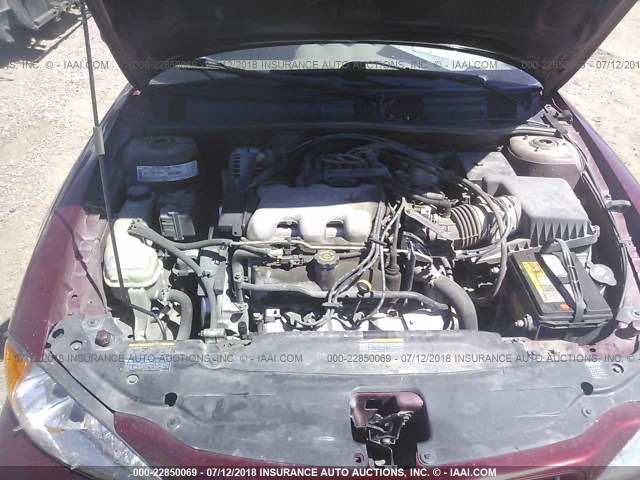 1G2NF52EX2M507580 - 2002 PONTIAC GRAND AM SE1 MAROON photo 10