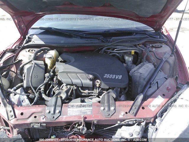 2G1WJ15K079352706 - 2007 CHEVROLET MONTE CARLO LS RED photo 10