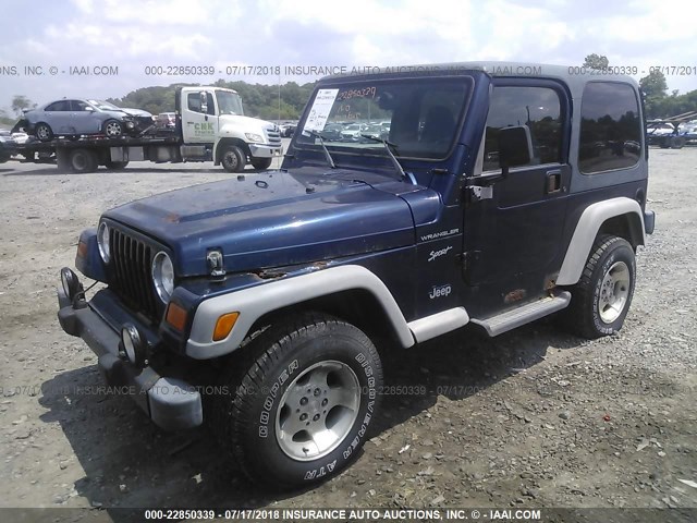 1J4FA49S92P722087 - 2002 JEEP WRANGLER / TJ SPORT Dark Blue photo 2