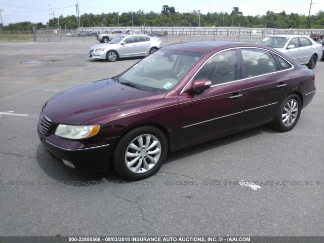 KMHFC46F48A313333 - 2008 HYUNDAI AZERA SE/LIMITED BURGUNDY photo 2