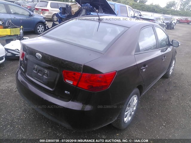 KNAFU4A26A5166305 - 2010 KIA FORTE EX BURGUNDY photo 4