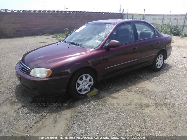 KNAFB121625178501 - 2002 KIA SPECTRA LS MAROON photo 2