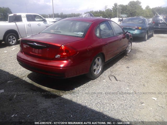 1FAFP56S5YG246028 - 2000 FORD TAURUS SEL RED photo 4