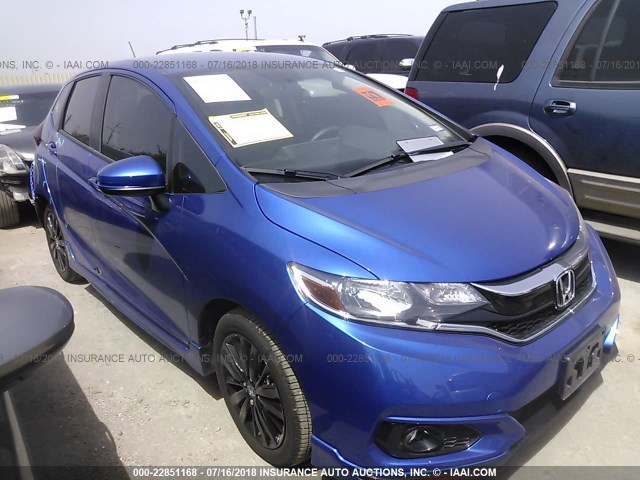 3HGGK5H66JM730736 - 2018 HONDA FIT SPORT BLUE photo 1