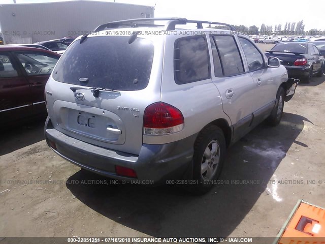 KM8SC13D55U952671 - 2005 HYUNDAI SANTA FE GLS/LX SILVER photo 4