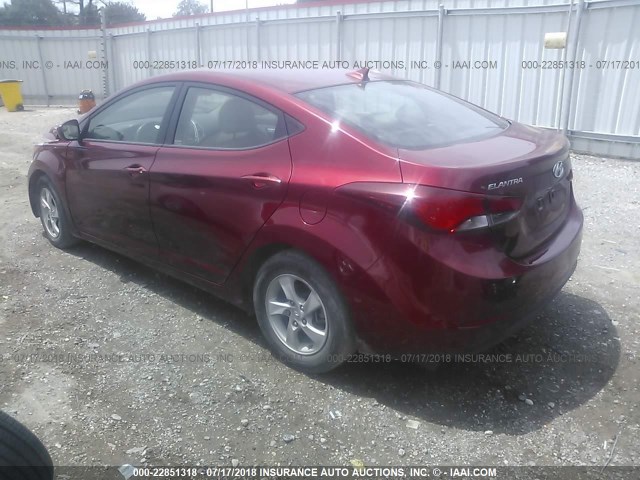 5NPDH4AE0FH555148 - 2015 HYUNDAI ELANTRA SE/SPORT/LIMITED RED photo 3