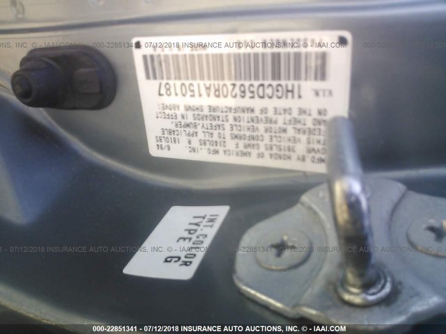 1HGCD5620RA150187 - 1994 HONDA ACCORD DX BLUE photo 9