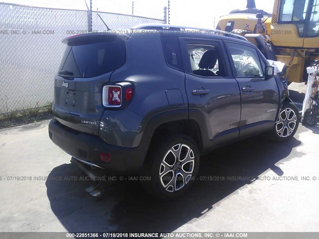 ZACCJBDT5GPD61075 - 2016 JEEP RENEGADE LIMITED GRAY photo 4