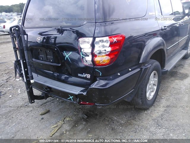 5TDZT38A52S067903 - 2002 TOYOTA SEQUOIA LIMITED BLACK photo 6