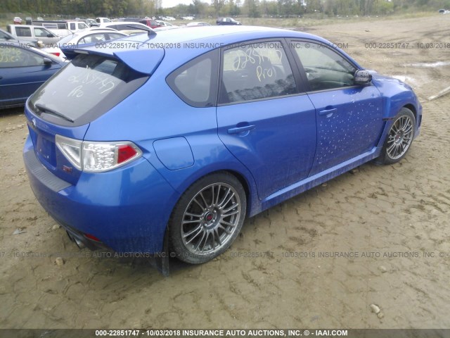 JF1GR8H64BL833464 - 2011 SUBARU IMPREZA WRX STI BLUE photo 4